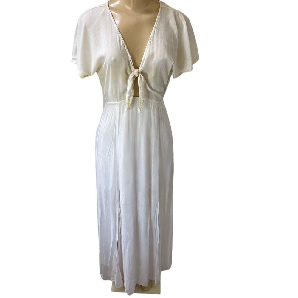 AAKAA Ombré tie dye Maxi Dress keyhole tie bodice small